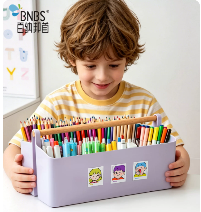 Caja de almacenamiento para marcadores, portátil, de gran capacidad, para bolígrafos de dibujo infantiles