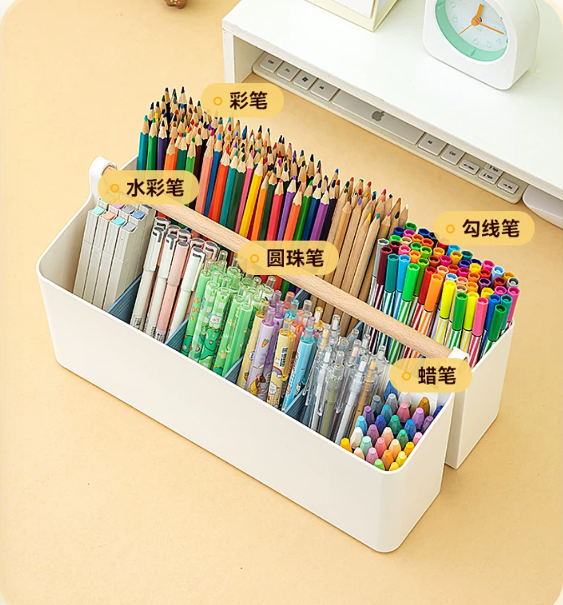 Caja de almacenamiento para marcadores, portátil, de gran capacidad, para bolígrafos de dibujo infantiles