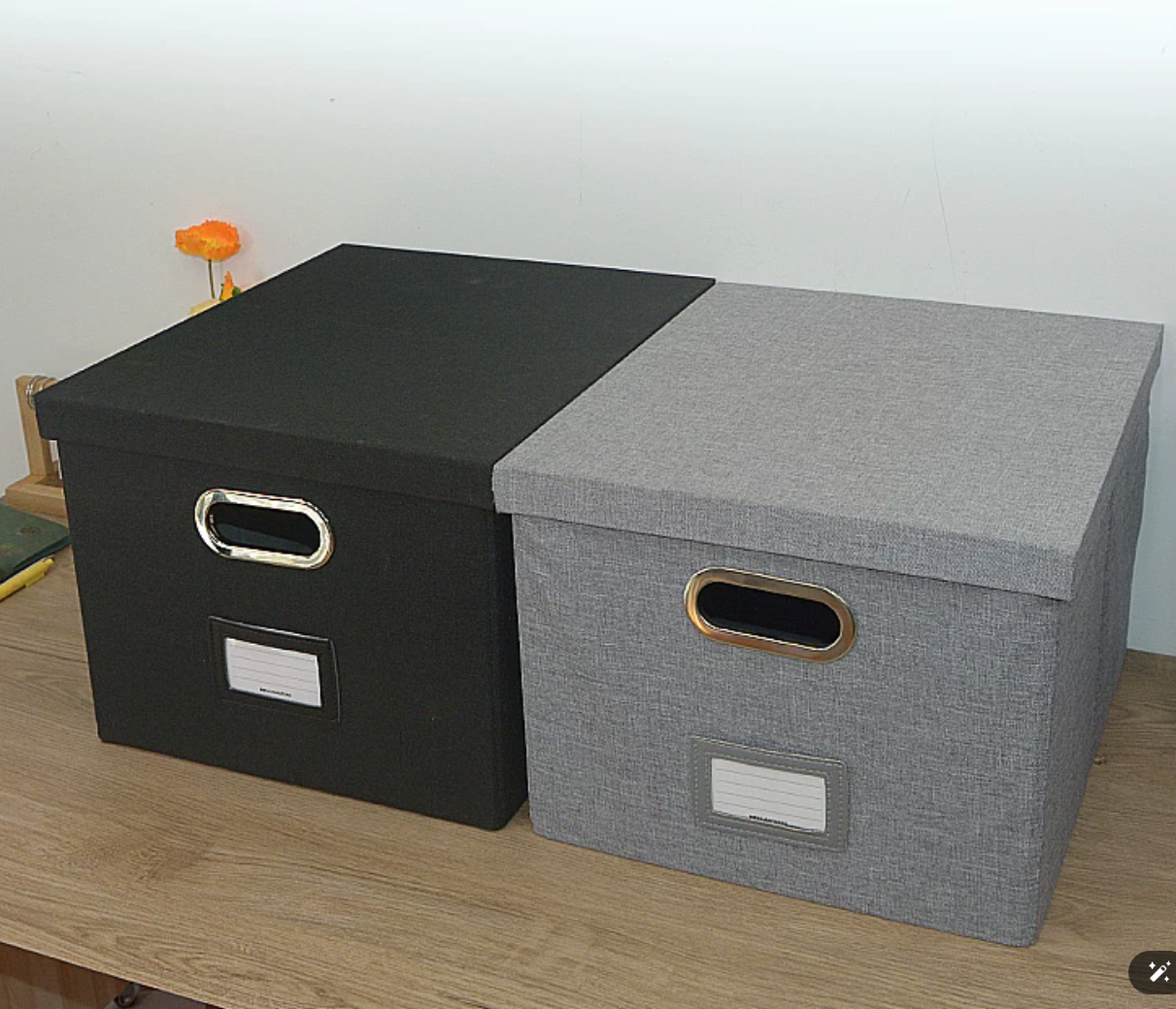 Caja portafolio Caja de almacenamiento de tela grande, caja con clip para archivos, carpeta colgante A4,